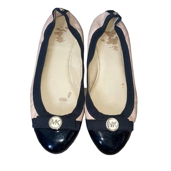 Michael Kors Dixie Nude Leather Bow Ballet Flats patent leather tan SZ 8.5 - Picture 1 of 8